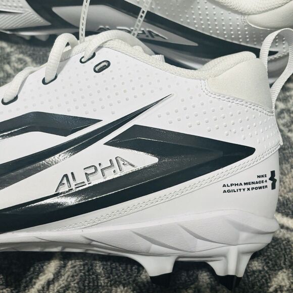 Nike Alpha Menace 4 Football Cleats Men\'s Sz 12.5 White & Black